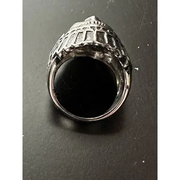 Mens Sterling Silver Native American Chief Head Ring Biker Style Size 13 - Picture 6 of 7